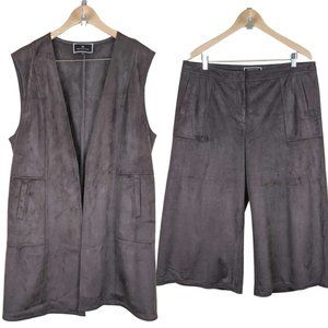 Melanie Lyne Shawl Collar Double Brown Set Vest and 3/4 wide pants Size 16